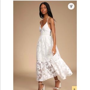 Lulus lace up white midi dress